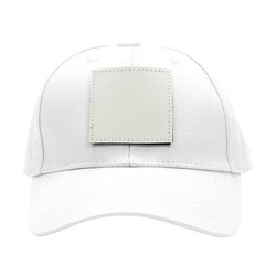 Casquette de baseball en coton avec patch velcro carré pour sublimation - blanc