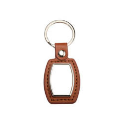 Leather and metal pendant for sublimation - barrel - brown