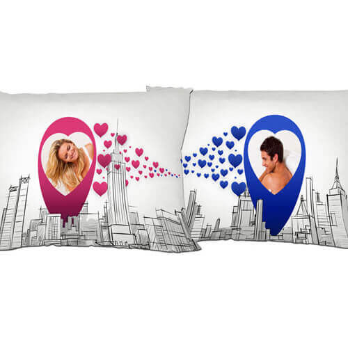 Taie d'oreiller bicolore satin 70 x 40 cm pour sublimation - Coeurs bleus