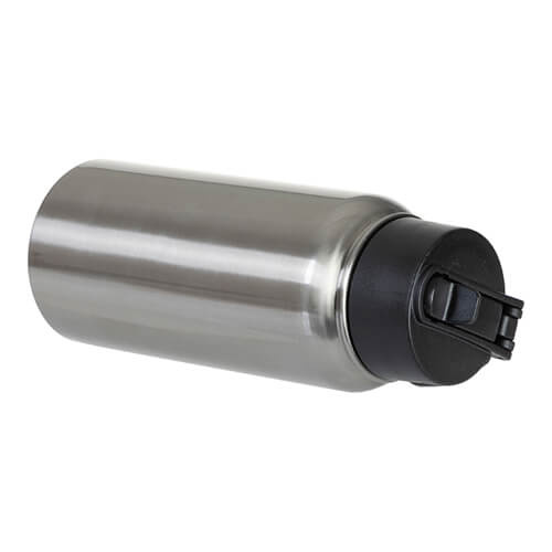 750 ml waterfles met brede mond en inklapbaar handvat voor sublimatie - zilver