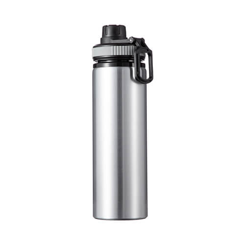 850 ml srebrna aluminijasta steklenica z vijačnim pokrovčkom s sivim sublimacijskim vložkom