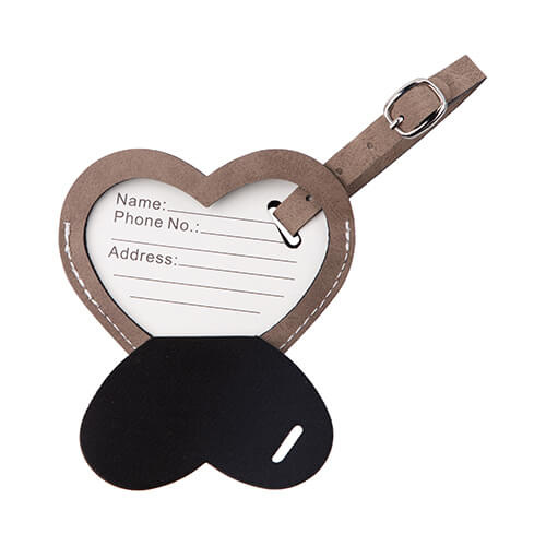 Etiqueta de equipaje de piel para sublimación - corazón gris