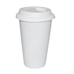 White ceramic ECO Tumbler coffee mug white with white lid Sublimation Thermal Transfer