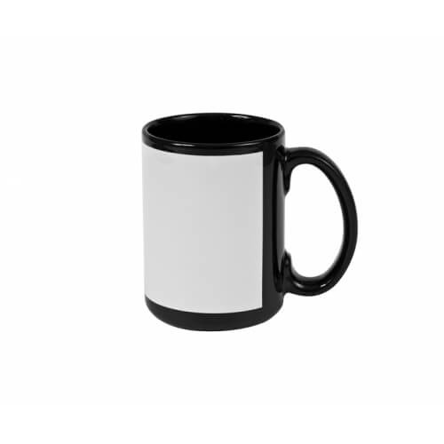 Mug 450 ml noir avec patch blanc Sublimation Transfert Thermique