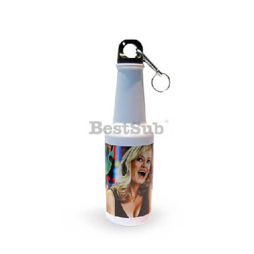 Toeristische waterfles in de vorm van een fles wit 400 ml Sublimation Thermal Transfer