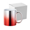 Mug plaqué 330 ml pour sublimation - dégradé argent-rouge avec une boîte en carton