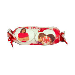 Taie d'oreiller bicolore satin Ø 20 x 50 cm pour sublimation - I love You