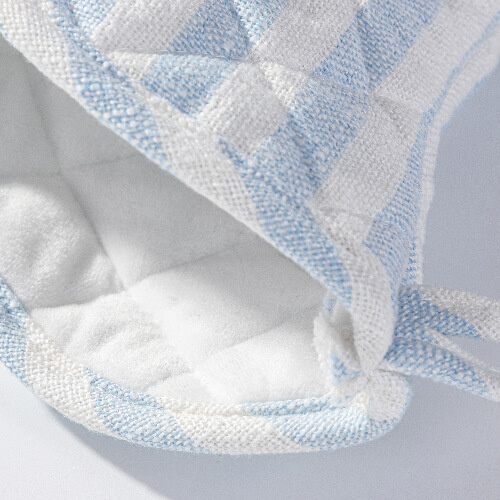Gant de cuisine thermo-isolant pour sublimation - crème à rayures bleues