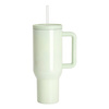 Stainless steel travel mug 1200 ml with handle and straw - light green