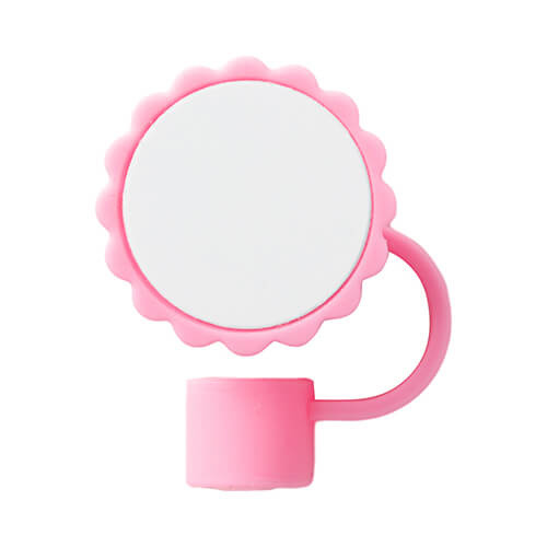 Silicone straw cap Ø 0,8 cm for sublimation - pink flower 