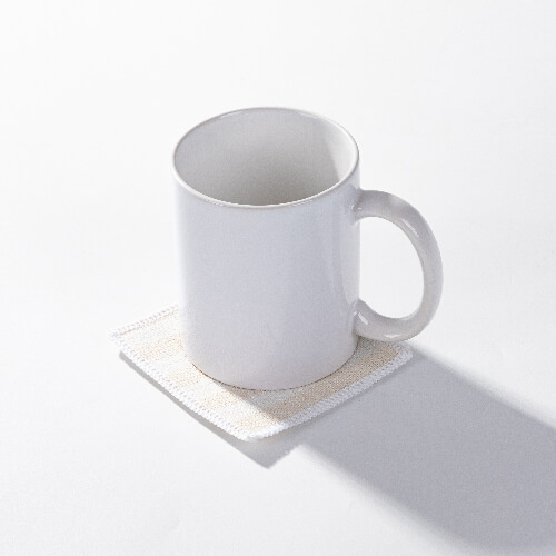 Canapea din in 10 x 10 cm crem cu dungi galbene pentru sublimare