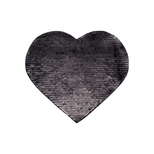 Two-colour sequins for sublimation printing and textile applications – black heart 22 x 19,5 cm