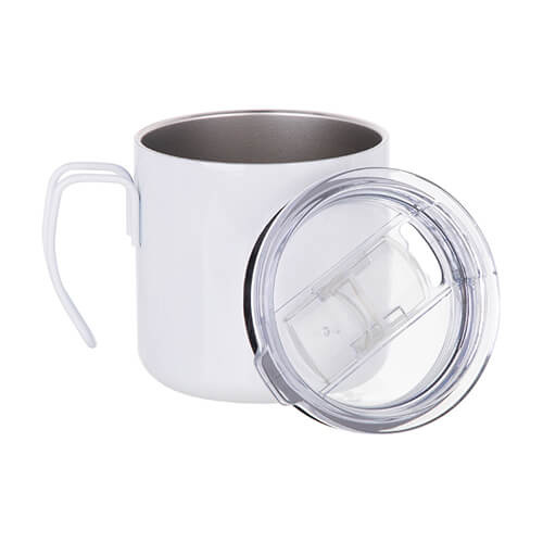 Metallmugg 350 ml med trådhandtag för sublimering - vit