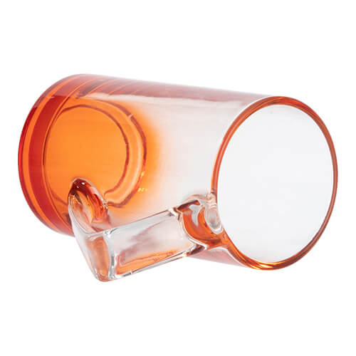 Canistră din sticlă de 400 ml cu mâner triunghiular pentru sublimare - fund portocaliu