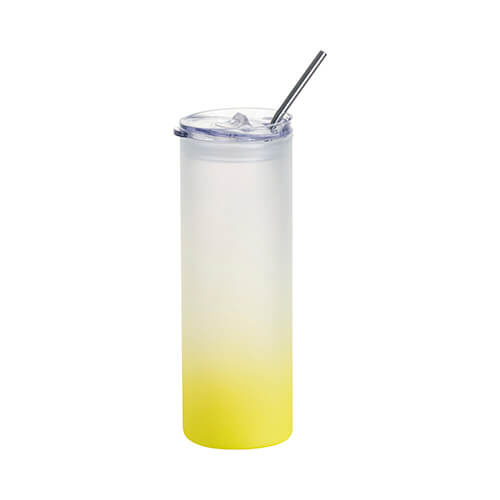 Cană mată de 750 ml cu capac de plastic și pai pentru sublimare - gradient de lime