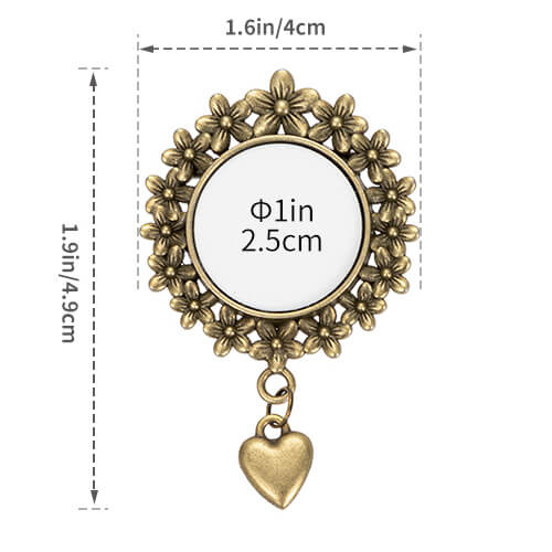 Ronde broche met hartvormige hanger voor sublimatie