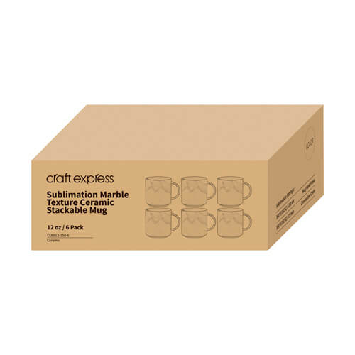 Set de 6 căni de 350 ml pentru sublimare - marmură albastră