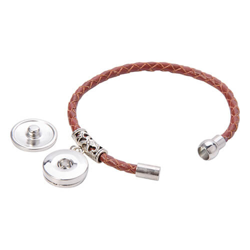 Flettet læderarmbånd med tag - rød sublimering