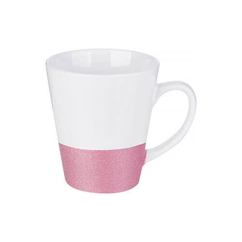 Lattekrus 300 ml med glitterstrimmel til sublimering - pink