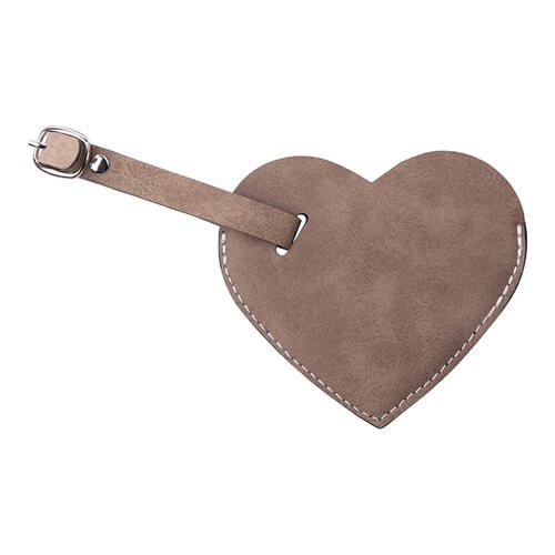 Etiquette bagage en cuir pour sublimation - coeur gris