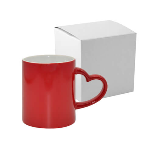 Magic mug with heart shaped handle red with box Sublimation Thermal Transfer