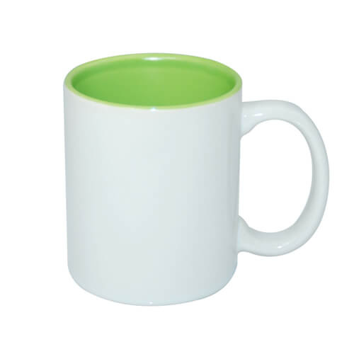 A+ Hrnček s objemom 330 ml so svetlozeleným interiérom Sublimácia Termotransfer