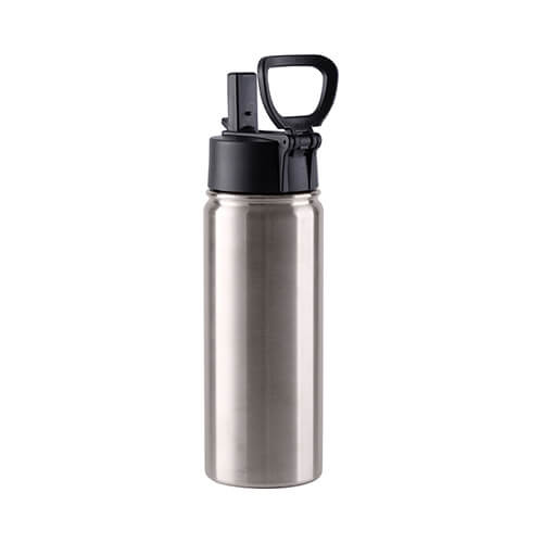 Water bottle - 550 ml beverage bottle with a folding handle for sublimation - silver