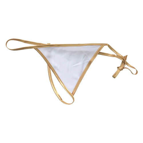 Women’s sublimation-ready thongs with gold trim