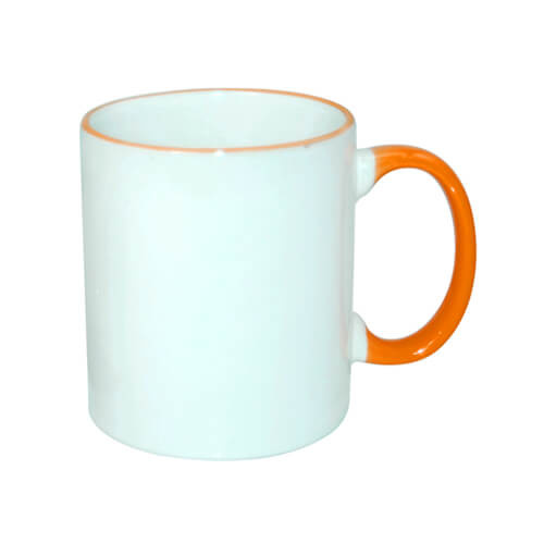 Mugg A + 330 ml med orange handtag Sublimation Thermal Transfer