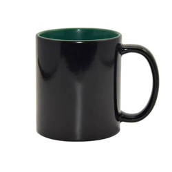 Taza mágica 330 ml negra con interior verde oscuro Sublimación Transferencia térmica