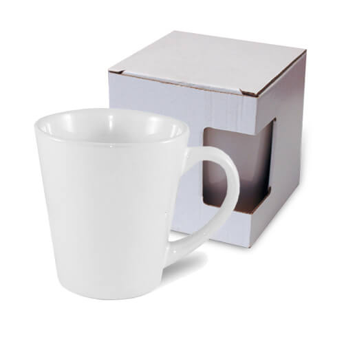 Taza de porcelana Latte para impresión por transferencia térmica + caja de cartón KAR3