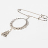 Oval brooch - safety pin with tassel pendant for sublimation