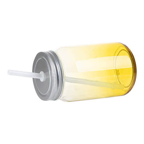 Mason Jar stikla krūze 450 ml bez roktura sublimācijai - dzeltens gradients