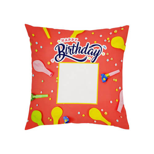 Taie d'oreiller en satin bicolore 38 x 38 cm pour sublimation - Happy Birthday - 3