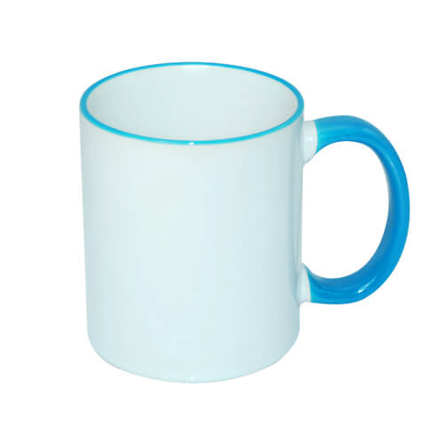 Krūzīte A+ 330 ml ar zilu rokturi Sublimācijas termopārnese