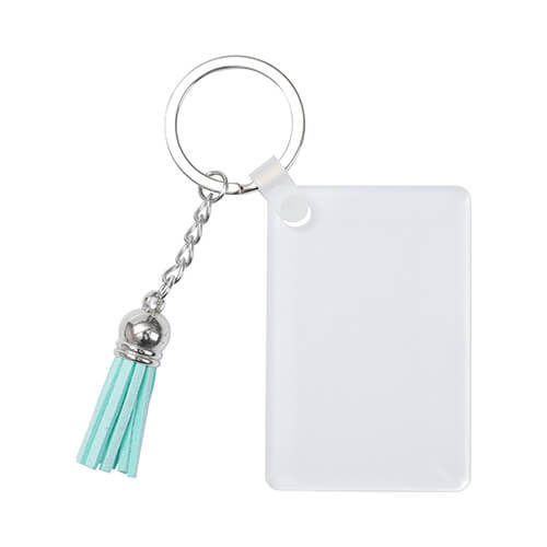 Acrylic keychain for sublimation - rectangle with blue fringes