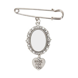 Broșă ovală - ac de siguranță cu pandantiv în formă de inimă pentru sublimare