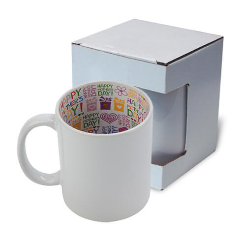 A+ 330 ml mok met Happy Mother's Day interieur met kartonnen doosje Sublimatie thermische transfer