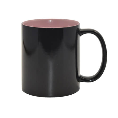 Mug magique 330 ml noir avec intérieur rose Sublimation Transfert Thermique