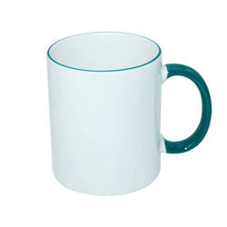 Mug blanc A+ 330 ml avec anse vert foncé Sublimation Transfert Thermique