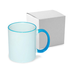 Taza JS Coating 330 ml con asa azul claro con caja Transferencia Térmica por Sublimación