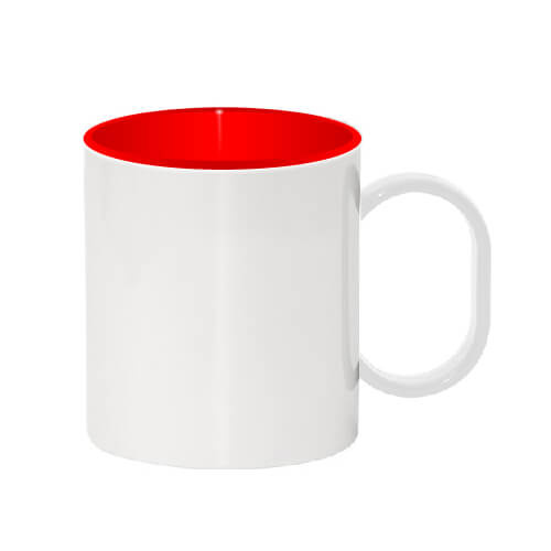 Taza de plástico 330 ml con transferencia térmica por sublimación interior roja