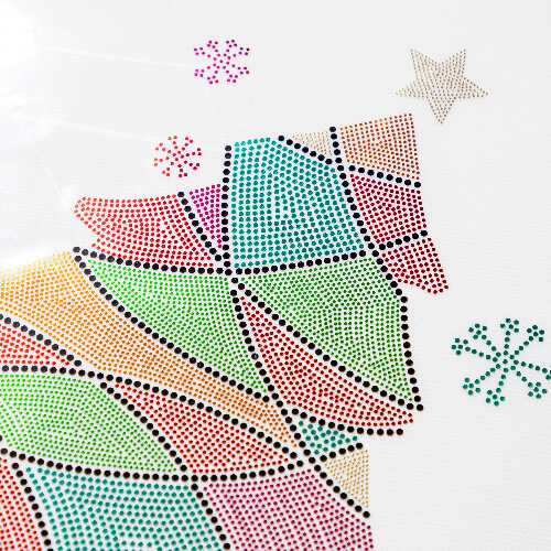 Lámina con zirconia cúbica para transferencia térmica - árbol de Navidad