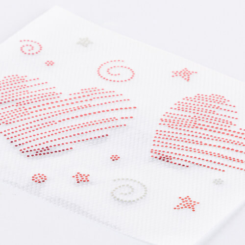 Sheet with cubic zirconia for thermal transfer - two hearts