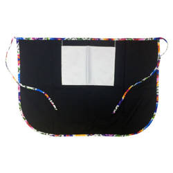 Tablier de cuisine classique avec poche pour sublimation - noir avec passepoil coloré - Fleurs blanches slaves