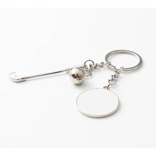 Metalen sleutelhanger met bal en golfclub voor sublimatie