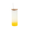 A 500 ml frosted mug with a bamboo lid and a straw for sublimation - Yellow gradient