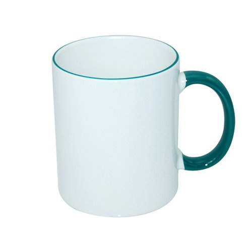 Mug blanc ECO 330 ml avec anse vert foncé Sublimation Transfert Thermique