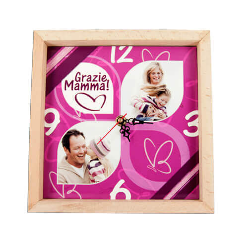 22 x 22 cm wall clock in a wooden frame for sublimation printing