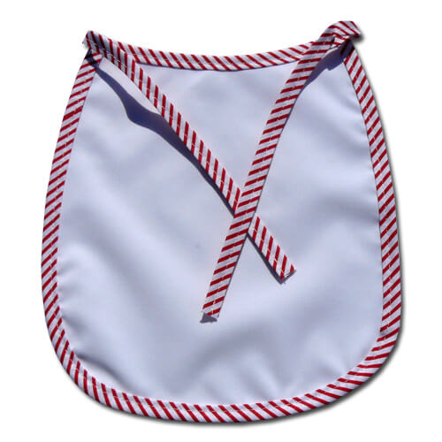 Premium baby slabbetje met rood gestreepte bies Sublimatie thermische overdracht